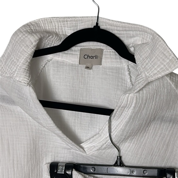 CHARLI Selina cotton set,crinkle sheer top,matching wide leg pants,PTP 22” Italy - Picture 7 of 14